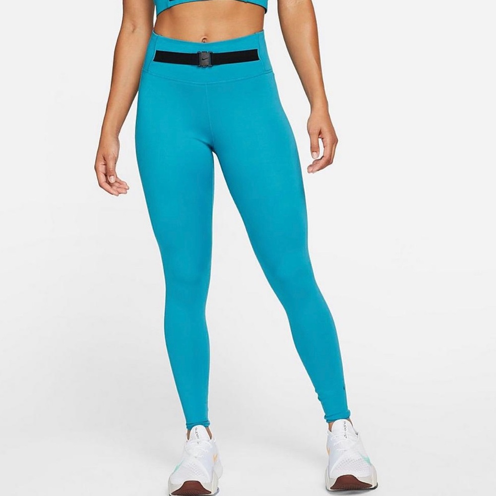 Nike Women's Dri-FIT One Luxe Buckle Mid-Rise Leggings Cyber Teal